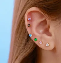 

Rainbow cz stud earring real 925 Solidl Sterling Silver colorful CZ pave Stud Earring For Teen Girl Friend Kid Lady wedding gift