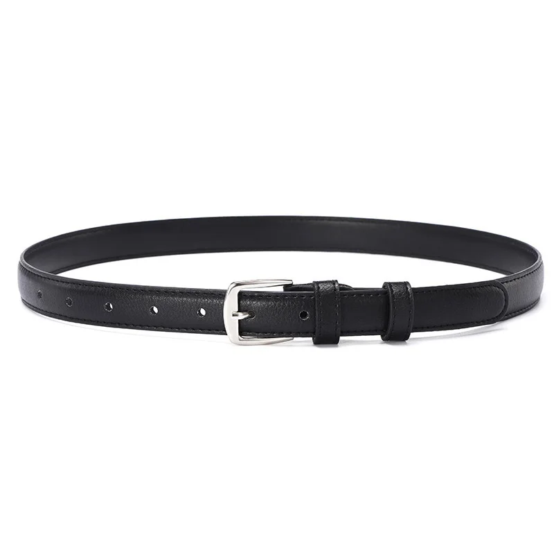 Black Wild Women Jeans Thin Belt Simple Silver Pin Buckle Pants Belts Female PU Leather Waist Strap Youth Students Waistband