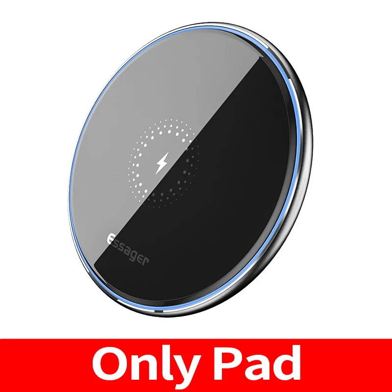 Black Pad Беспроводное зарядное устройство Essager Qi, быстрая Беспроводная зарядная панель, Индукционное Беспроводное зарядное устройство для iPhone 11 Pro X Xiaomi mi 9 Red mi Note 8 4 - Цвет: Black Pad