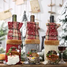 Милая Рождественская бутылка вина льняная ткань Снеговик Лось мешок Санта-Клауса бутылочные крышки Рождественский отель Прихожая Ресторан украшения