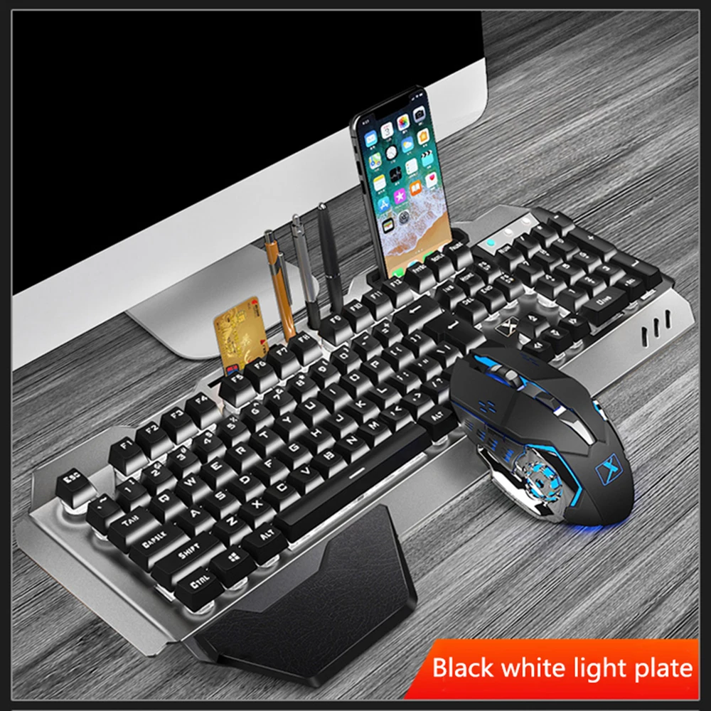 K680 Беспроводная игровая клавиатура и мышь с RGB подсветкой, набор из металлической панели, водонепроницаемая игровая клавиатура, оптическая мышь