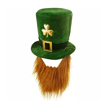 

Unisex Men Women New Trend Irish St. Patrick's Day Shamrock Hat With Beard Hat Beard Cap Accessories gorros mujer invierno