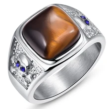Обручальное кольцо из вольфрама, основной камень 12*12 мм, тигровый глаз, кольцо из нержавеющей стали, мужской подарок
