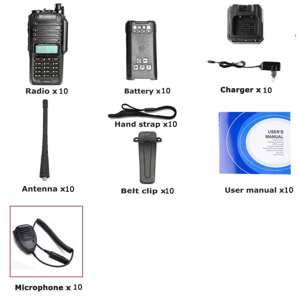 add 10mic 6 шт. Baofeng UV-9R Plus двухстороннее радио UHF 400-520mhz радиостанция Водонепроницаемая Baofeng рация IP67 трансивер - Цвет: add 10mic
