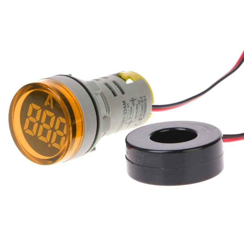 AC220V 22mm Digital Ammeter 0-100A Current Monitor Meter Signal Lamp Amperemeter dial gauge