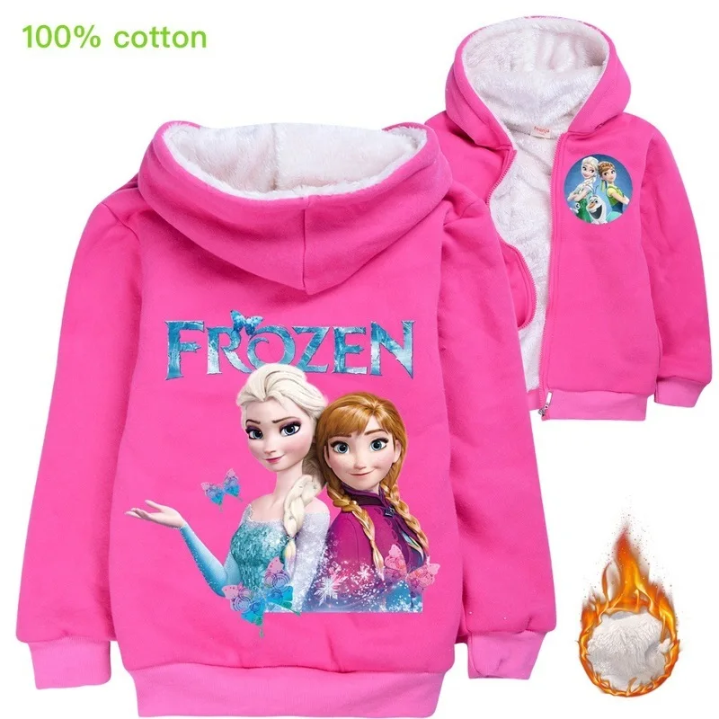Disney Эльзы из мультфильма "Холодное сердце" для девочек, толстовка с капюшоном и героями мультфильмов зимние толстовки пальто для девочек Рождественская футболка От 3 до 14 лет зимняя одежда куртка для девочек верхняя одежда для детей