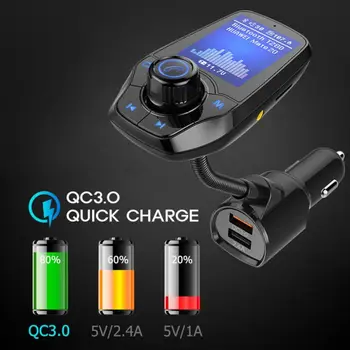 

MP3 Audio 5V 3.1A Dual USB Charger Color Screen FM Transmitter Wireless Bluetooth Handsfree Car Kit 360 rotatable Car
