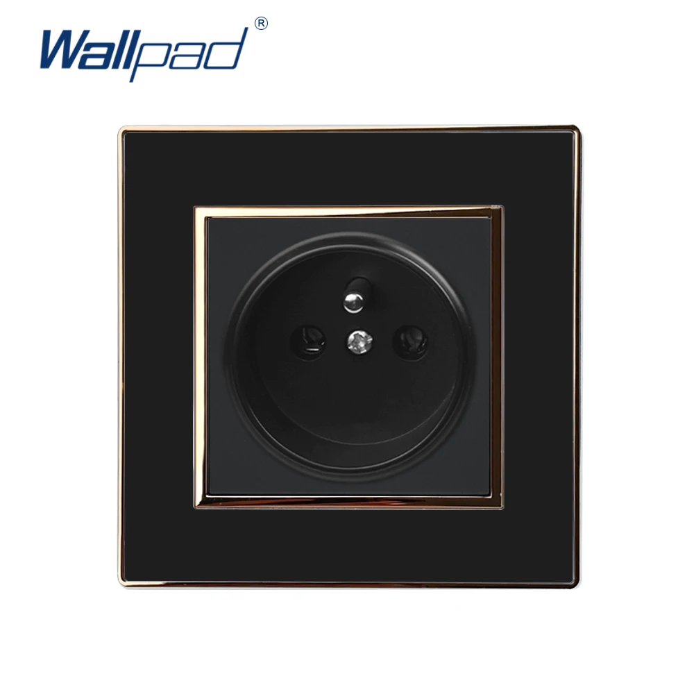 2-контактный ЕС розетка Schuko Wallpad люксовая настенная электрическая Мощность розетка зеркальный акриловый чехол-Панель EU Стандартный 16A AC 110~ 250V - Цвет: Black Gold