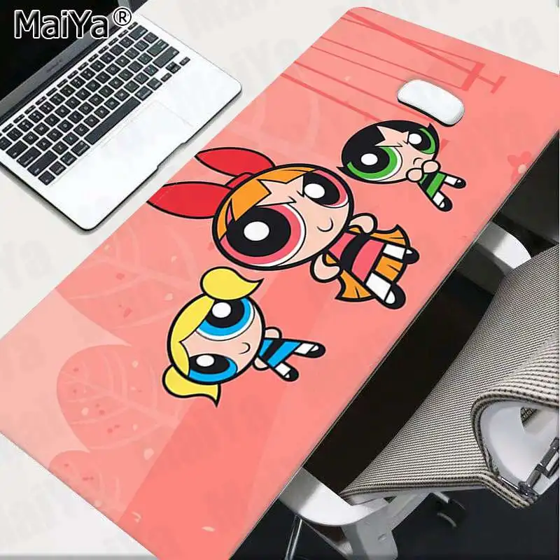 Maiya Нескользящие ПК Powerpuff девушки геймер игровые коврики коврик для мыши большой коврик для мыши клавиатуры коврик