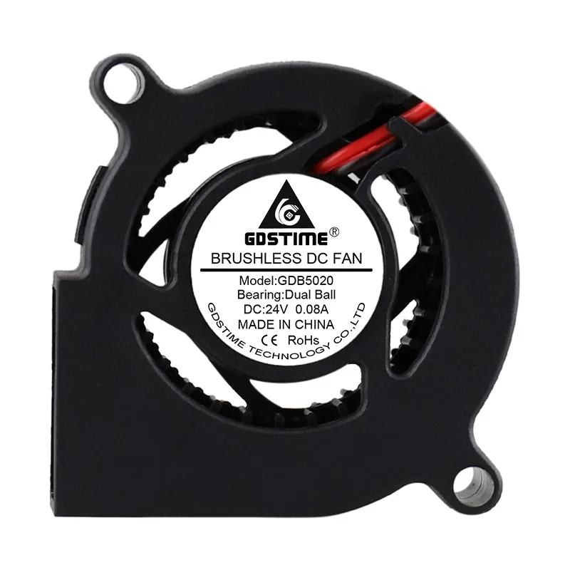 2Pcs Gdstime 24V DC Brushless 5020 Turbo Blower Cooling Fan 50MM 50x20MM Dual Ball Centrifugal Radial Cooler Fan