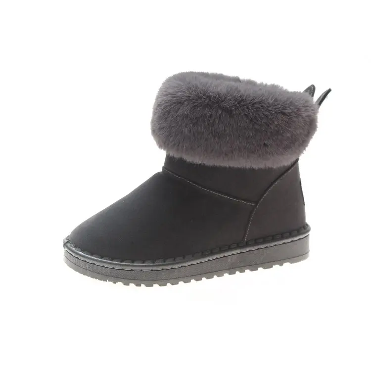 Новые женские ботинки брендовые зимние ботинки из натуральной кожи с натуральным лисьим мехом Теплые повседневные черные женские зимние ботинки с круглым носком размера плюс