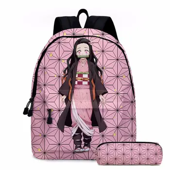 

New Anime Demon Slayer Kimetsuno Yaiba Backpack Multi-pocket Boys&Girls School Bag For teenage Girls Mochila Mujer 2pcs/set