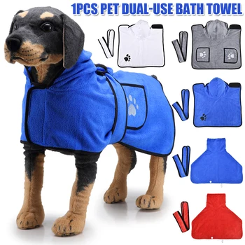 

Super Absorbent Pet Towel Soft Dog Bathrobe with Hood and Belt for Large Medium Small Dogs HYD88
