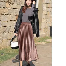 Популярная женская юбка, женские модные юбки, Золотая Бархатная повседневная юбка большого размера плюс, бархатная плиссированная юбка, Женская юбка