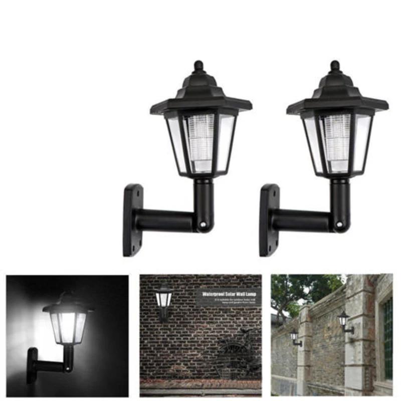

Solar Power LED Light Outdoor Garden Path Street Wall Lamp Walkway White Plastic