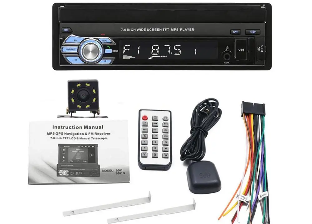 With 8Led camera Авторадио gps навигация Автомагнитола MP5 плеер Авто Аудио MP3 1din FM USB автомобильное аудио телескопическая сенсорная Автомобильная стерео камера заднего вида - Цвет: With 8Led camera