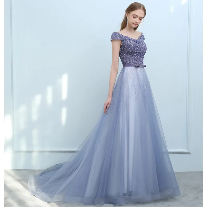 It's Yiya вечернее платье с блестками с открытыми плечами с коротким рукавом Robe De Soiree v-образным вырезом трапециевидной формы длиной до пола женские вечерние платья V089