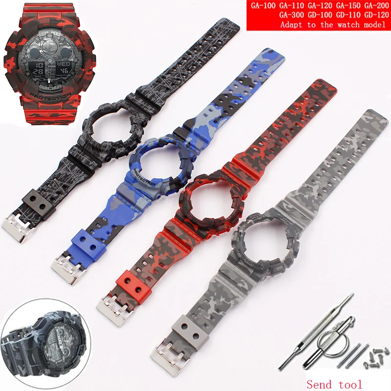Аксессуары для часов Ремешок из смолы 16 мм камуфляжа Casio G SHOCK GLS GD GA110 GA100 GD120