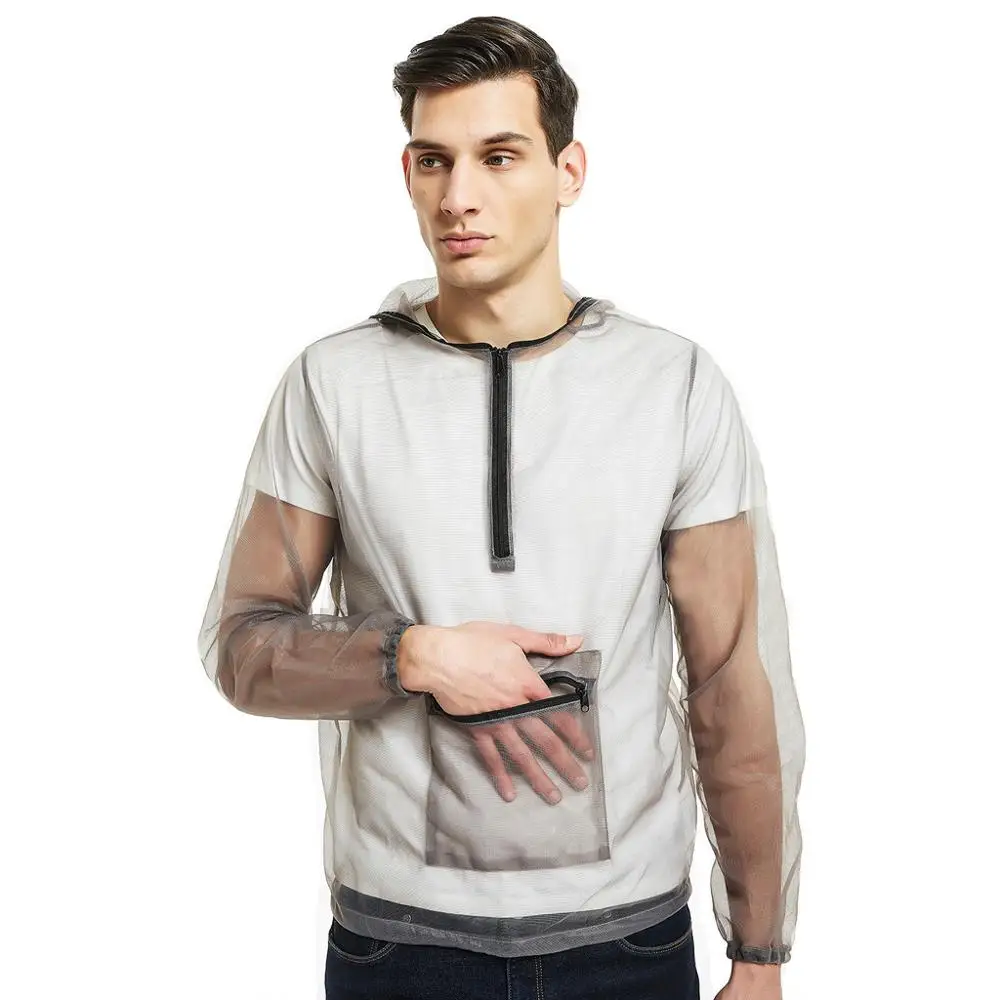 

Men Mosquito Proof Suit Tops Bug Jacket Hood Mosquito Repellent Net Clothing Insect-Proof Netting Suit Hiking Fishing Clothes