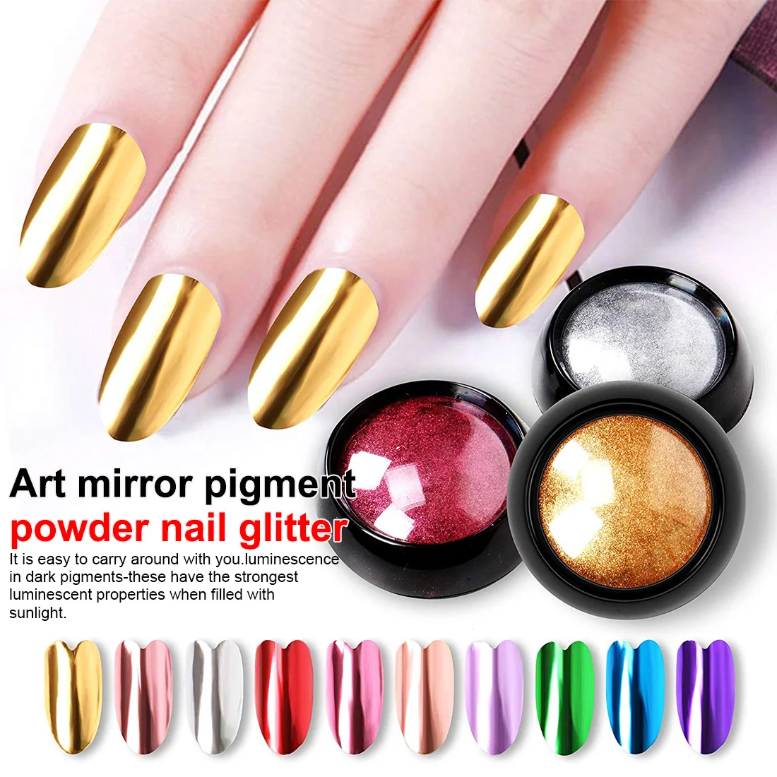 

Rose Gold Shining Chrome Powder Decoration UV Gel Polish 1 Box Nail Art Mirror Pigment Powder Nail Glitter Dip Powder