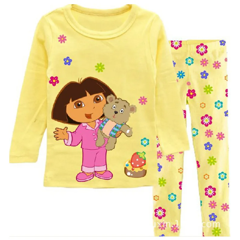 Г. Пижама с единорогом, косулой нокной, ночная рубашка для девочек рождественские пижамы, De Animales, пижамы, детский пижамный комплект, одежда с вышивкой - Цвет: P8070 cartoon