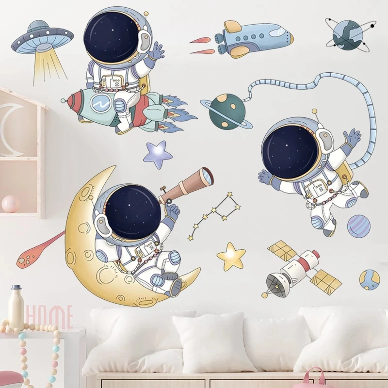 

Spaceship Children's Room Decoration Creative Home Decor Stickers Nursery Background Classroom Layout Self adhesive Mural