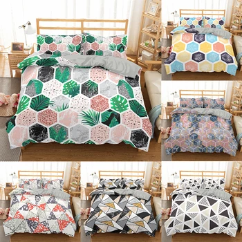

Homesky Irregular Geometric Printed Bedding Set Marble Duvet Cover Set Bed Linens Bed Cover King Queen Quilt Cover Bedspreads