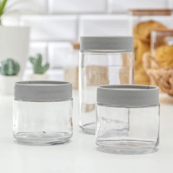 

Set of cans for bulk products "Modern", 3 PCs, color gray