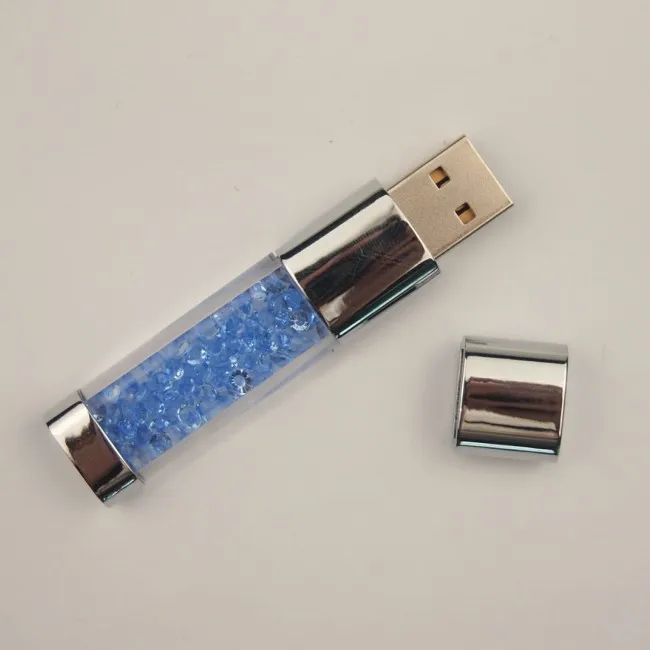 Blue Light & Crystal USB Flash Pen Drive Memory Disk Pen drive 2.0 (over 10pcs Free Logo) - Image 6