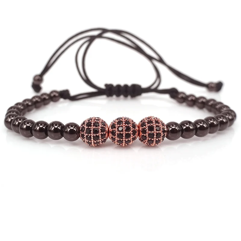 Новый браслет цвета розовое золото смешанные стиль проложить Установка Черный CZ