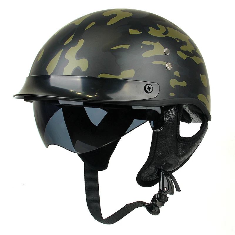 Dot Certificated Motorbike Half Face Retro Helmet German Vintage Style Men Summer Head