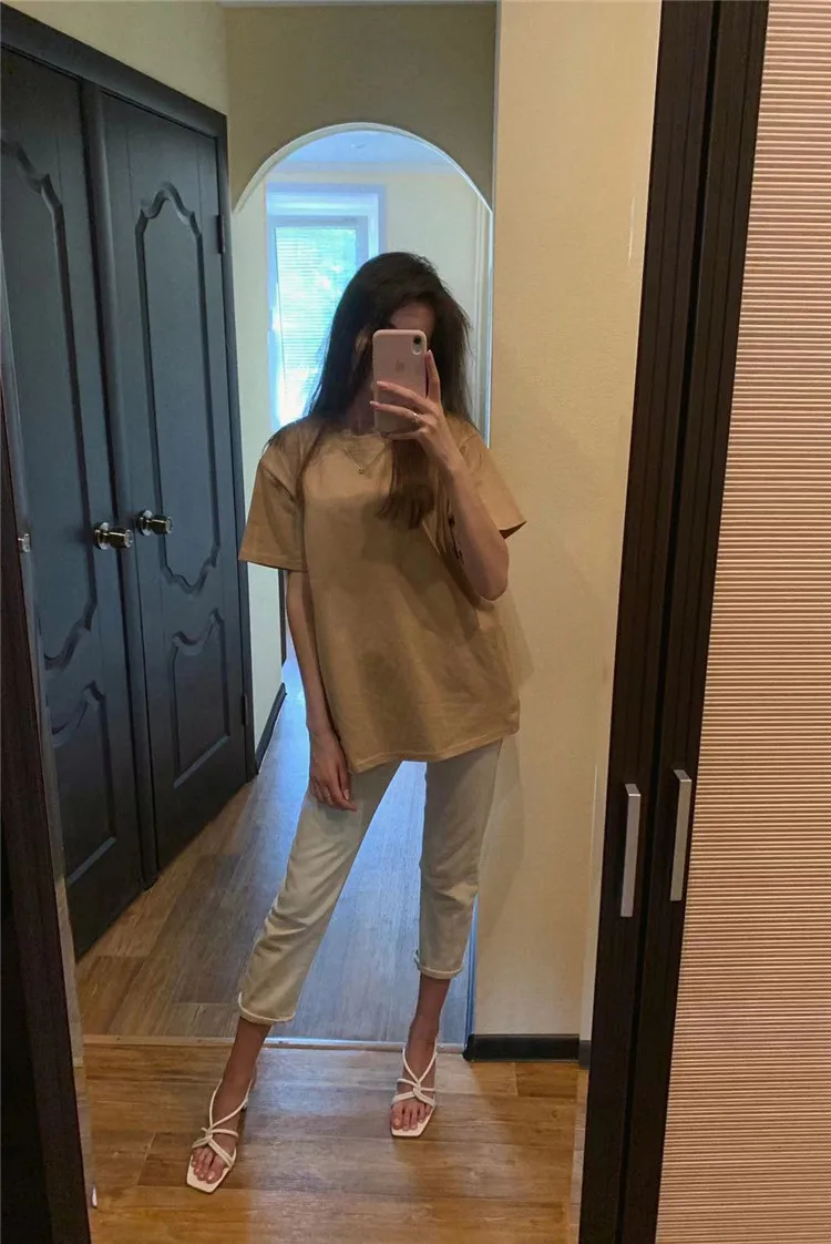 Alien Kitty 2021 New Summer T Shirt Women Soft Free Loose Hot Sale Solid Fresh Casual Natural Short Basic Shirts 9 Colors