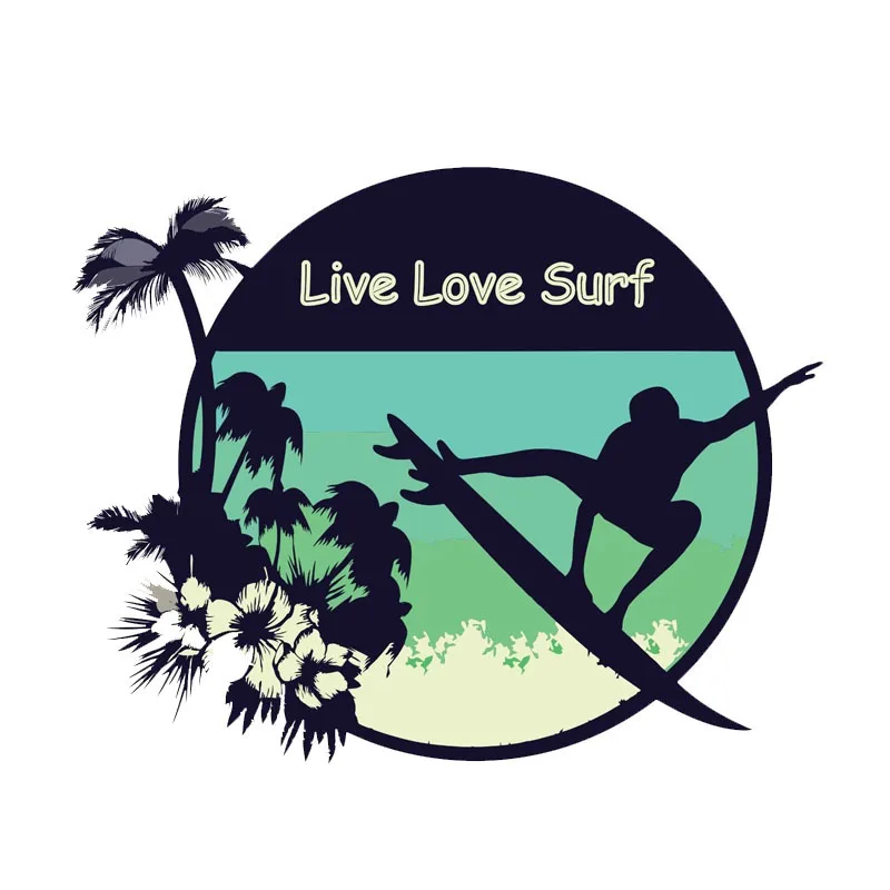 

14CM*11CM Personality Live Love Surf Sticker Funny Sport Decal Accessories Cover scratch car sticke