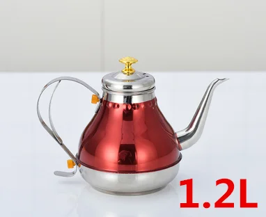 1.2L Золотой чайный горшок из нержавеющей стали с ситечком, кофейники, европейский стиль, ручная промывка, Дворцовый чайник, тонкий рот, чайный кувшин для воды - Цвет: 1.2L