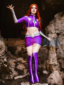 

2018 NEW Starfire Cosplay Costume Teen Titans Superhero Lady Spandex Suit Halloween For women/girl