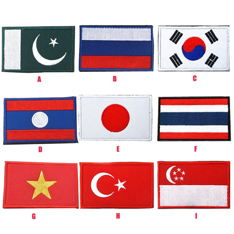 Country Flag Patch Embroidery armband Stripes Embroidered Russia Turkey Singapore Korea Pakistan Flag Tactical Military Patch #4 (1)