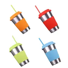 304 Однослойная пивная кружка из нержавеющей стали, автомобильная кружка с силиконовым подстаканником, портативная уличная соломенная чашка