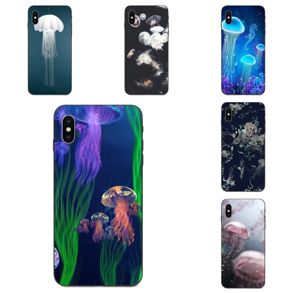 For Apple iPhone 4 4S 5 5S SE 6 6S 7 8 11 Plus X XS Max XR Pro TPU New Arrival Blue Jellyfish In The Sea Colourful | Мобильные