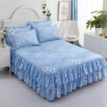 Водонепроницаемая эластичная лента для кровати с цветочным принтом и оборками, устойчивая к выцветанию подкладка для кровати