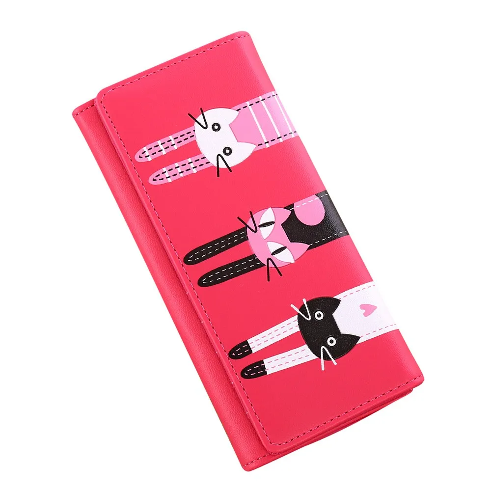 Женский кошелек для монет с кошкой, мягкий двойной кошелек с лицом, высокое качество, студенческий клатч, сумка для монет, кошелек для монет, женский кошелек - Цвет: Hot Pink