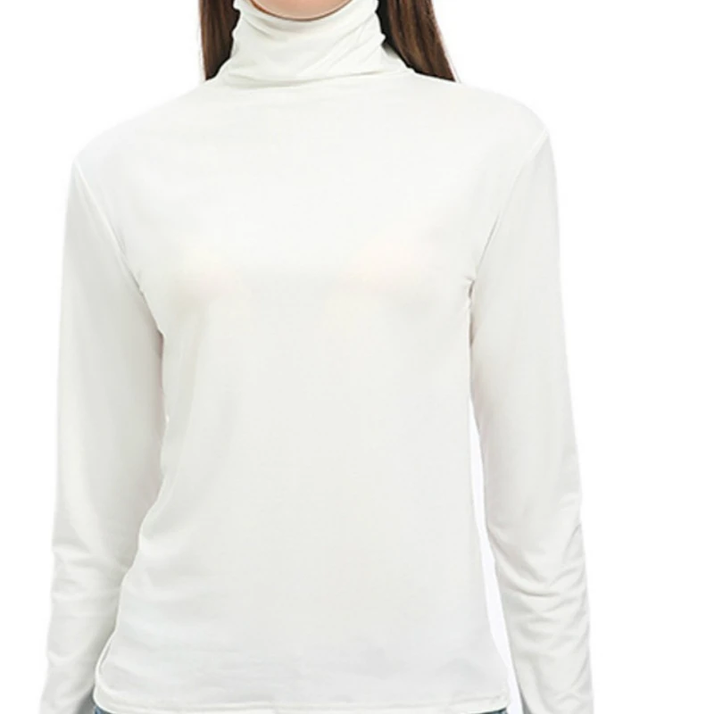 

Spring 2020 new women's high collar slim pile pile collar pullover bottoming shirt women tshirt long sleeve shirt women