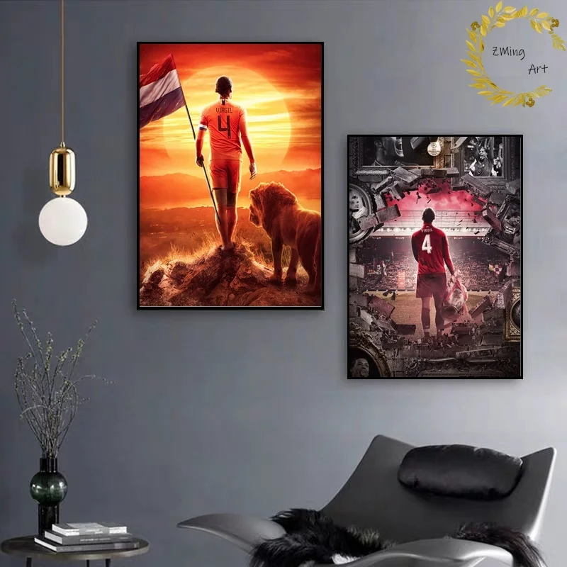 

Sports football poster Virgil van Dijk Canvas Art Print Wall Pictures for Living Room No Frame