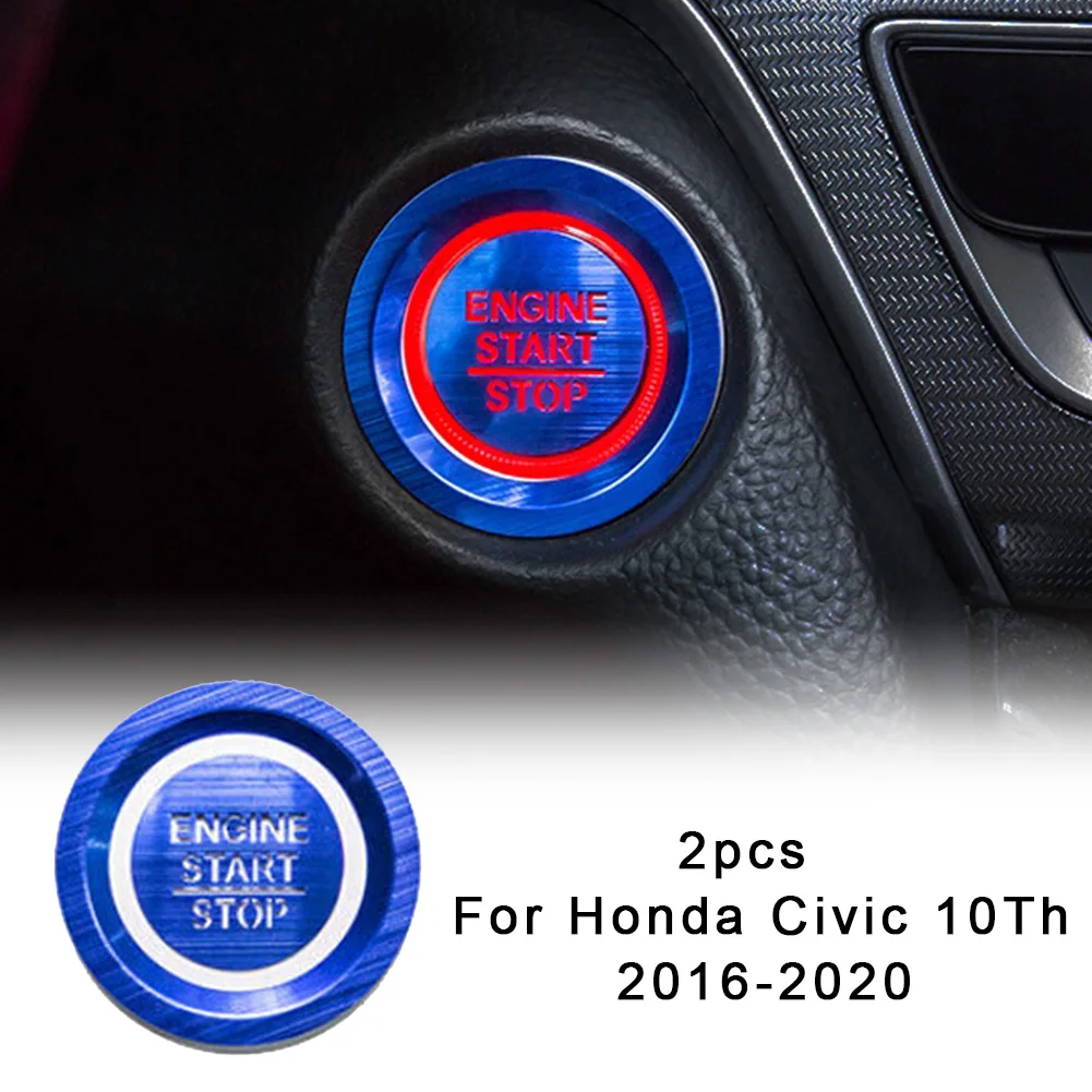 2 шт. синий переключатель зажигания кнопка пуска рамка отделка для Honda Civic 10 2016 2020