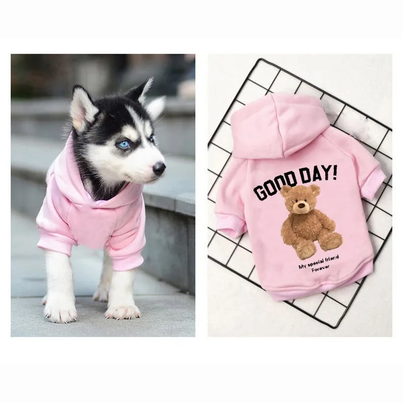 Cute Bear Dog Clothes Winter Pet Clothes Warm Dog Pullover Hoodie For Small Dogs Chihuahua Cartoon Puppy Cat Clothing pet clothes