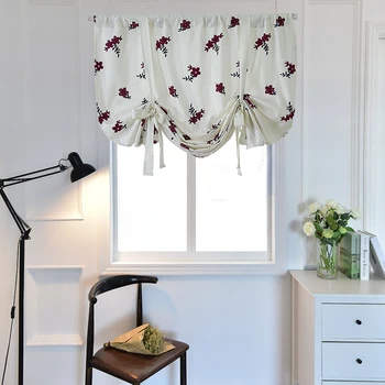

Floral Pattern Short Roman Door Window Curtain Sheer Drape Voile Roman Curtain Sheer Bedroom Kitchen Short Curtain Sheer