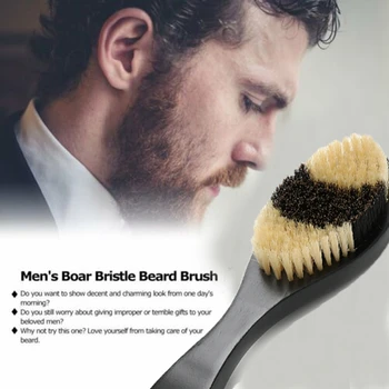 

Men 'S Boar Bristle Wave Brush Wooden Curved Handle Scalp Massage Hair Beard Comb Professional Wave Curve Brush