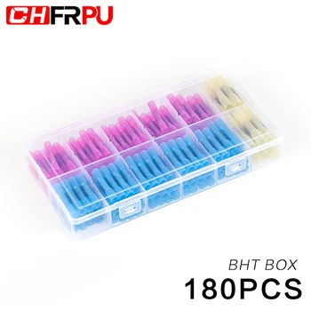 

180PCS Heat Shrink Butt Terminals Waterproof Fully Insulated Seal Butt Crimp terminal wire connector AWG 22-10 BHT1.25/2/5 box
