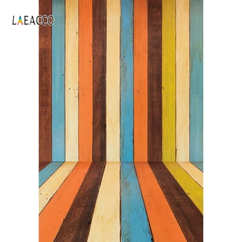 

Laeacco Wooden Board Gradient Colorful Stripe Portrait Photography Backgrounds Customize Photographic Backdrops For Photo Studio