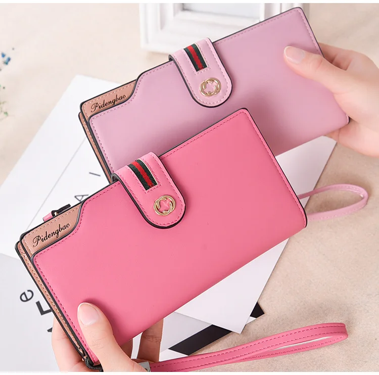 Новинка 2020 кожаный кошелек новый женский длинный дизайн с застежкой клатч