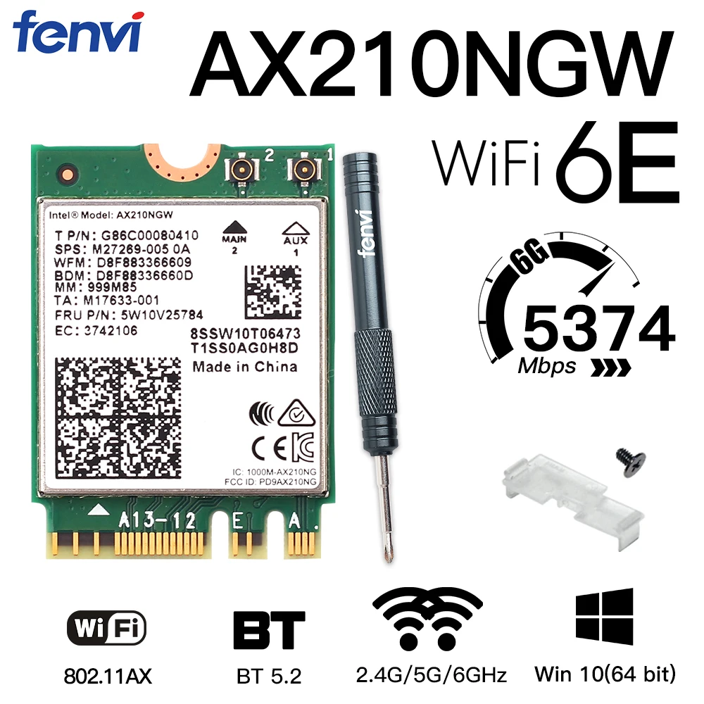 Двухдиапазонная Wi-Fi карта 6E AX210 M.2 NGFF 2 4 Мбит/с беспроводная Intel AX210NGW 5 ГГц/5G 802.11ax для